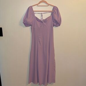 Elegant Lavender Puff Sleeve Dress